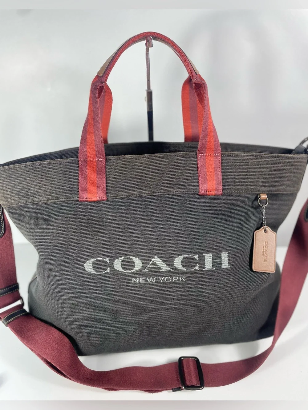 Coach Canvas Tote 38 Black Canvas/Leather-COA - Picture 1 of 16